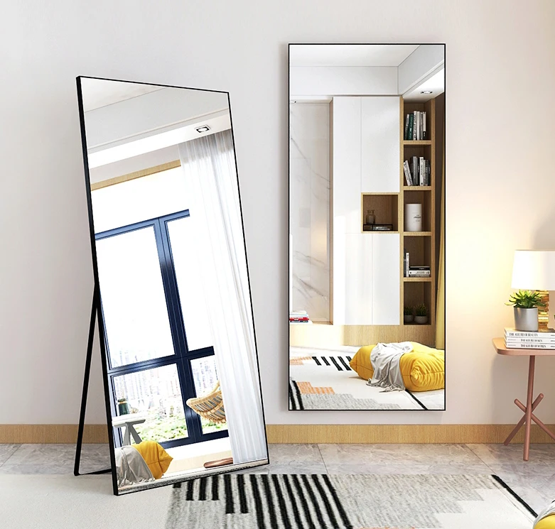 Amazon top seller 2 installing way Latest large decoration floor stand Framed Full-Length wall dressing mirror