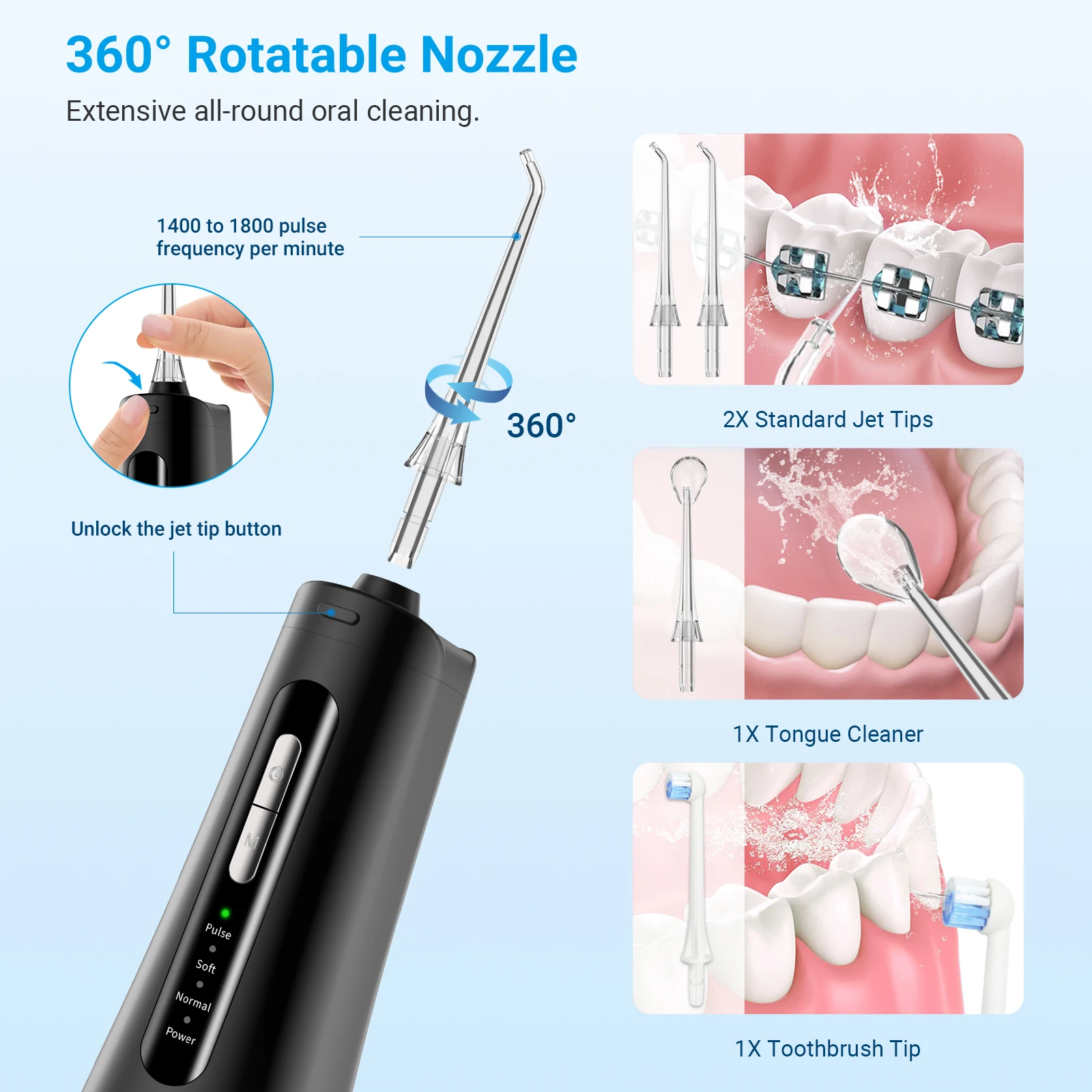 Portable Oral Irrgator Teeth Cleaner Cleaning Dental Water Flosser Teeth Tooth Cleaner Machine Water Thread