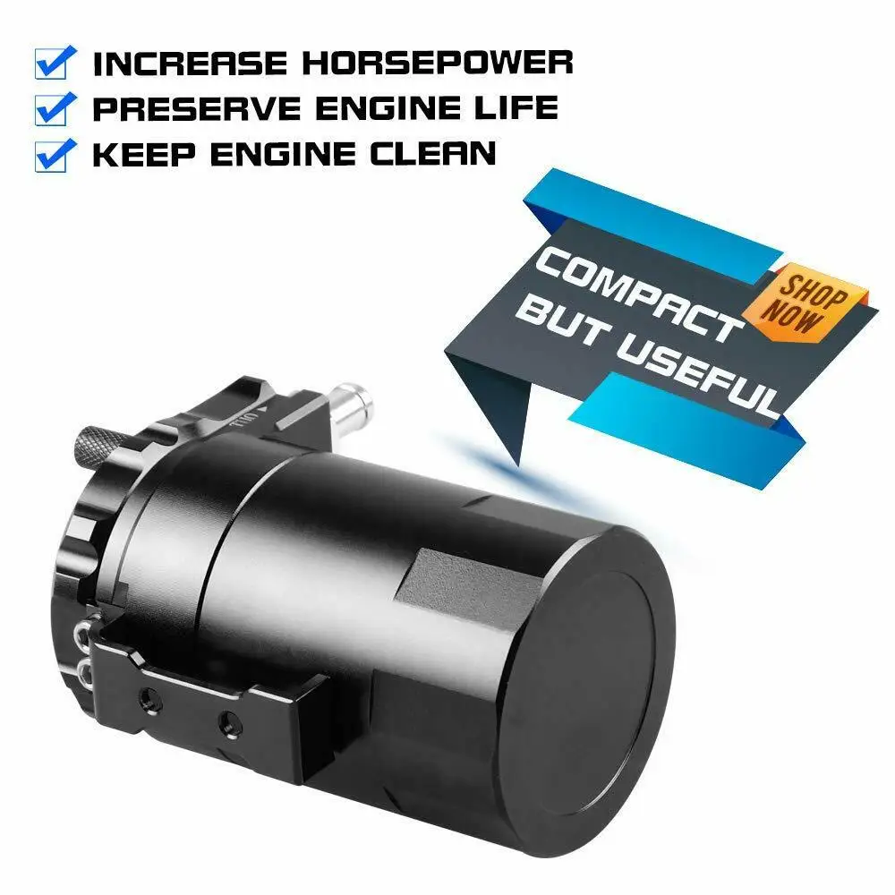 Маслоуловитель, бак, резервуар, двойной цилиндр, воздушный масляный сепаратор двигателя для универсального автомобиля, черный полированный алюминий