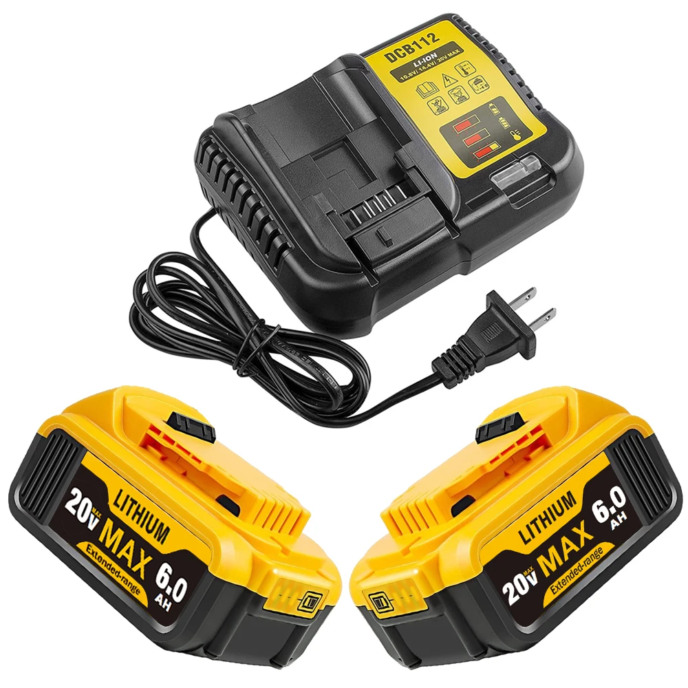 2 шт. DCB200 18V 20V MAX 6Ah литий-ионный аккумулятор с зарядным устройством DCB112 для беспроводных электроинструментов DCB206 DCB609 DCB606