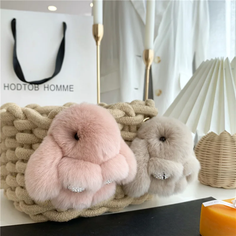 High Quality Lovely Animal Key Chains Cute Plush Bunny Fur Keychain