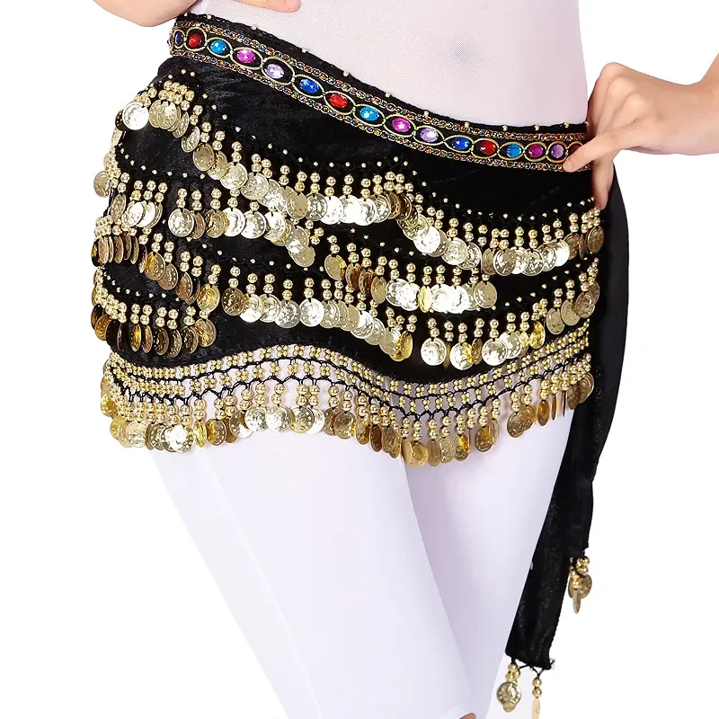 Belly Dance Hip Scarf New Design Colorful Coins Gold Silver Belly Dance Costume Skirt Wrap Belt