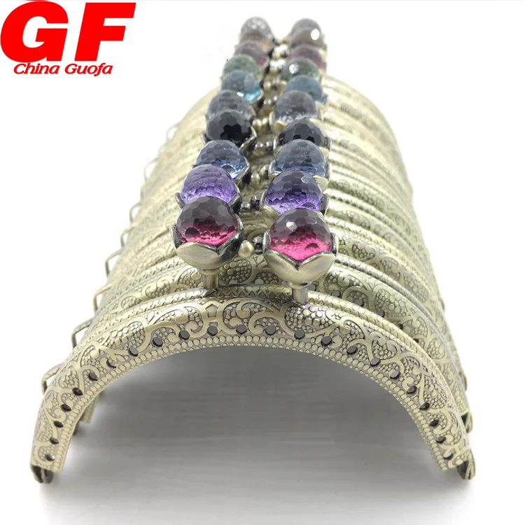 Wholesale 8.5cm Metal Purse Frame for Bag Parts Embossed Crystal Lotus Head Purse Frame