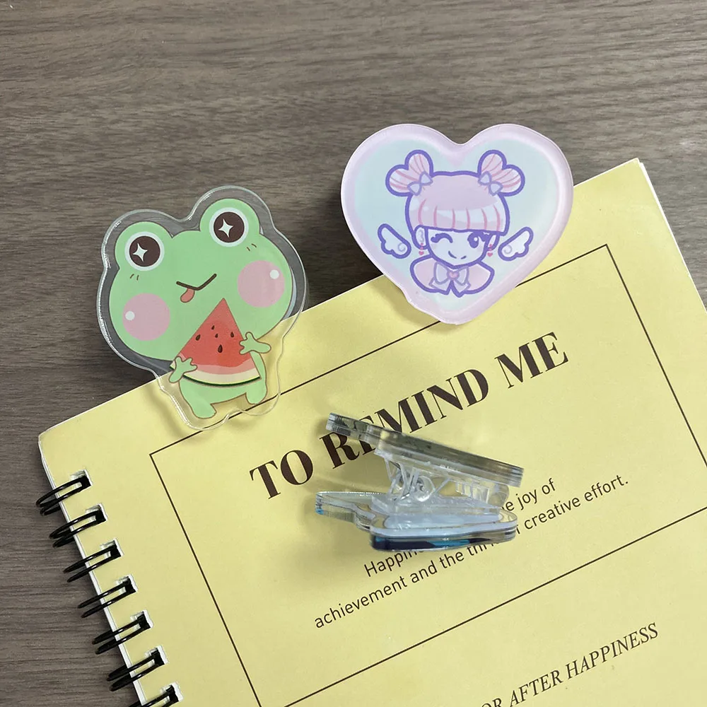 Custom design creative plastic paper clip anime acrylic clip for office school stationery