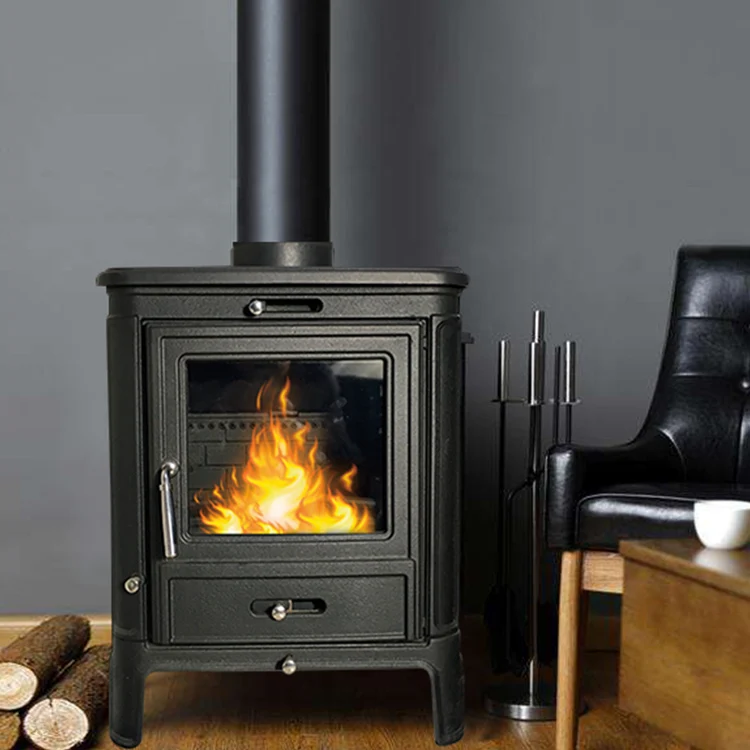 Esschert Design small modern contemporary cast iron indoor decoration  fireplace artificial heater wall mount wooden fire place