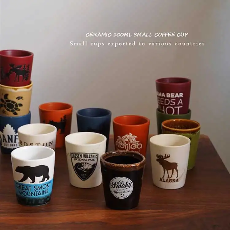 Custom Logo Ceramic 2oz Whiskey Cup Wine Sublimation Printing Souvenir Glass Shot Glass