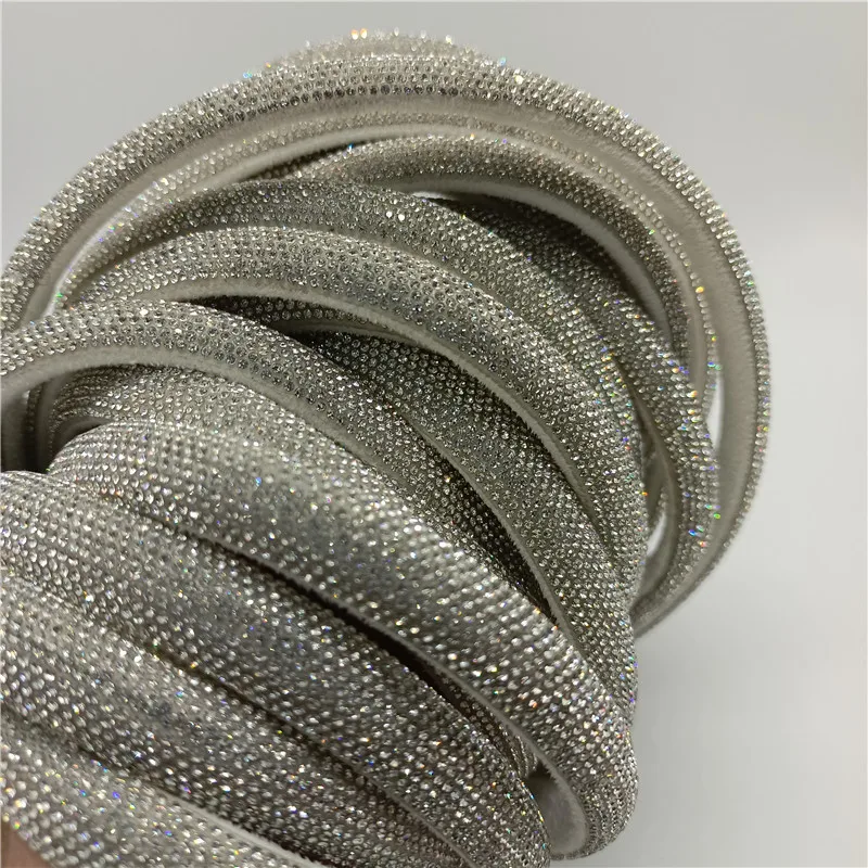 12mm Custom Crystal Shoes Accessory Cotton Core Rope Rhinestone Strip For Lady Sandal Decoration