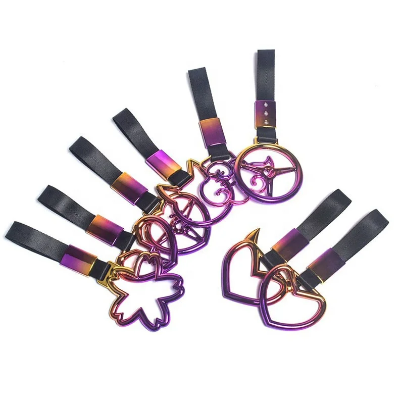 Colorful Tsurikawa Ring Heart JDM RACING Train Bus Handle Hand Tow Strap Styling Drift Charm Car Warning  ring