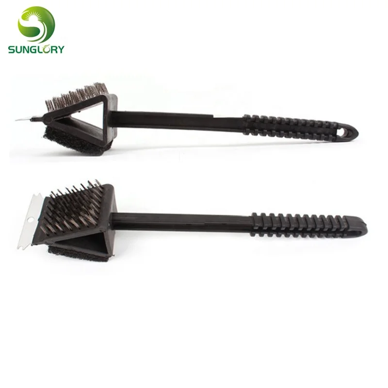 3 in 1 Copper Wire BBQ Grill Brush With Scraper Long Handle Stainless Steel Barbecue Grill Oven Cleaning Tools BBQ Brush Cleaner