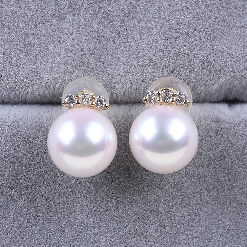 Серьги с белым жемчугом Akoya AAA 18K 7-8