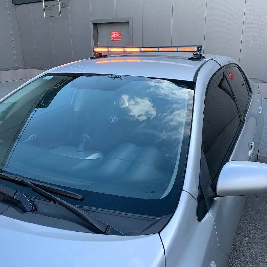 Two side COB CE 24 volt Red Blue Amber car roof magnetic mount low profile led strobe light bar