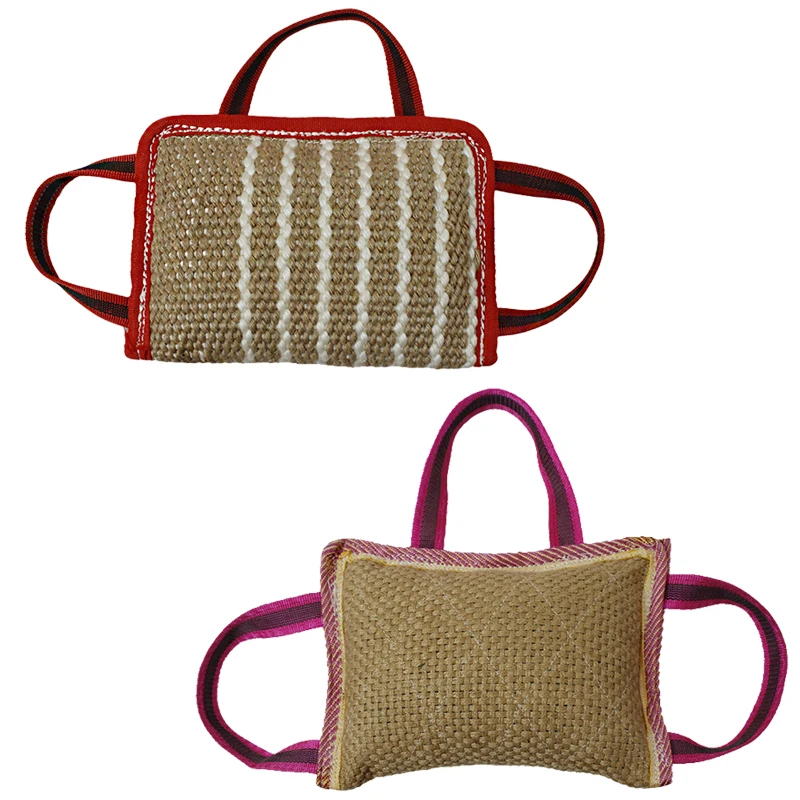 Hot selling 3 handle jute bite tug strong dog training
