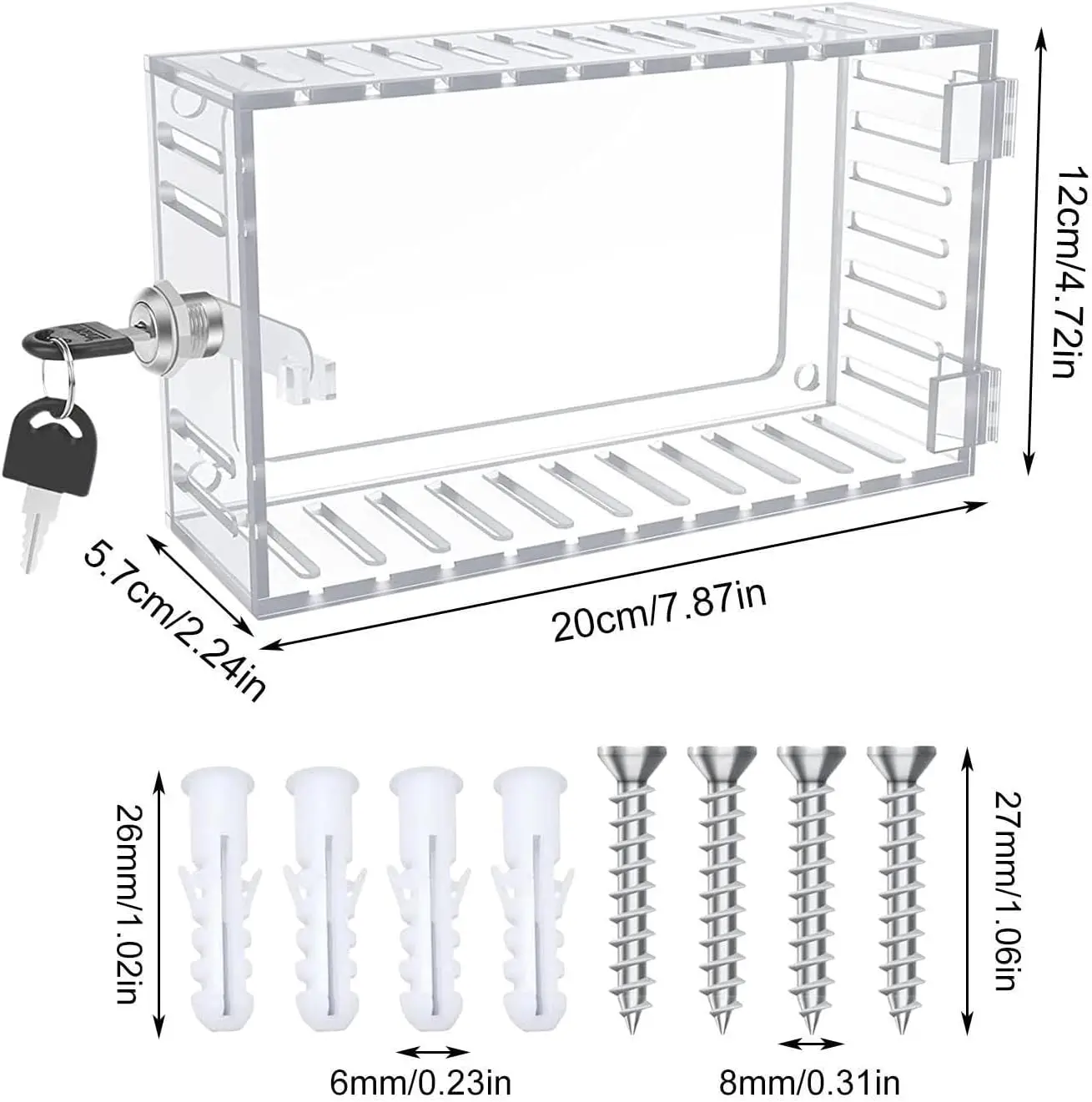 Large Transparent Universal Plastic Thermostat Lock Box With Key