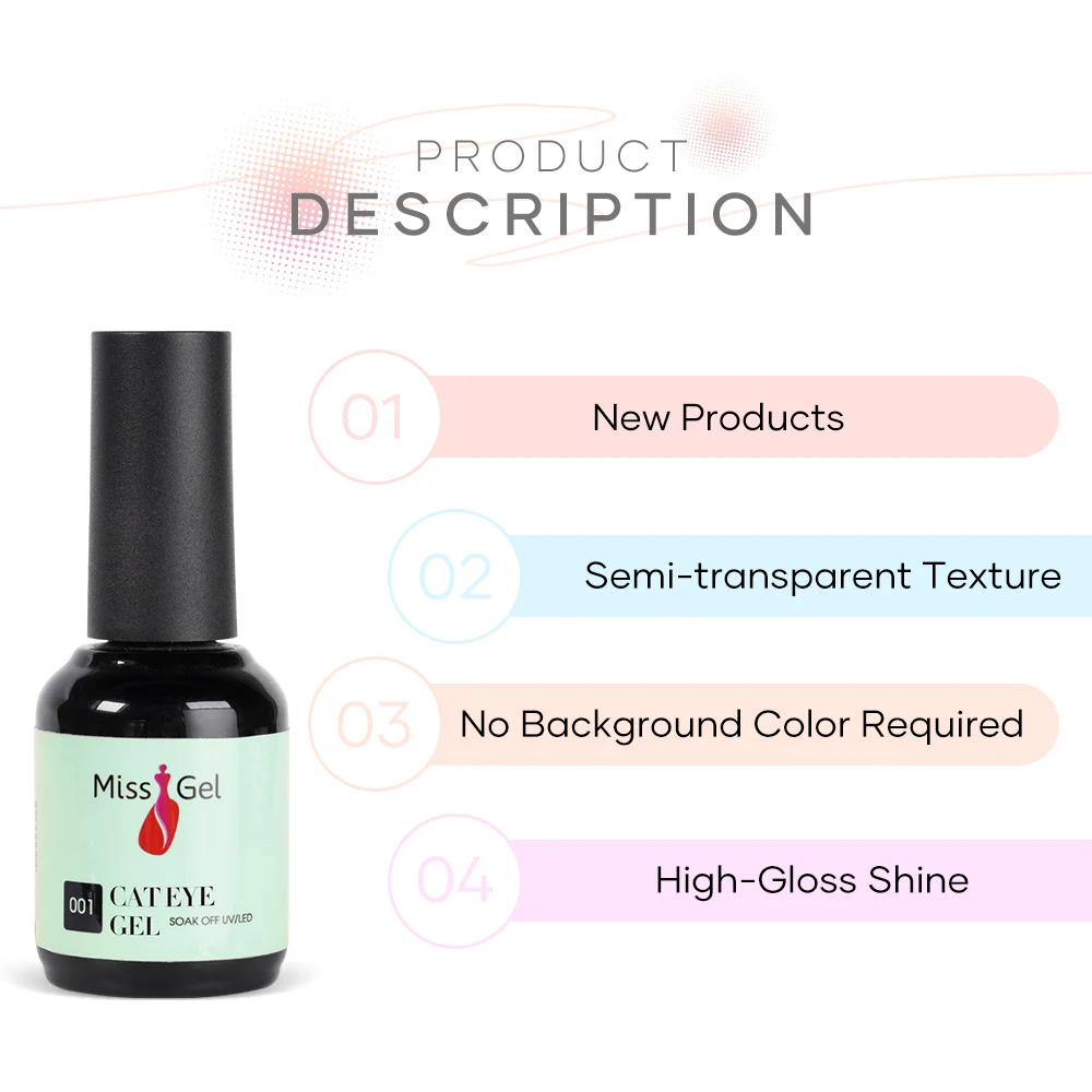 Missgel OEM nail magnetic 18 colors kit colors 9d UV gel crystal gel cat eye 3d cat eye gel polish
