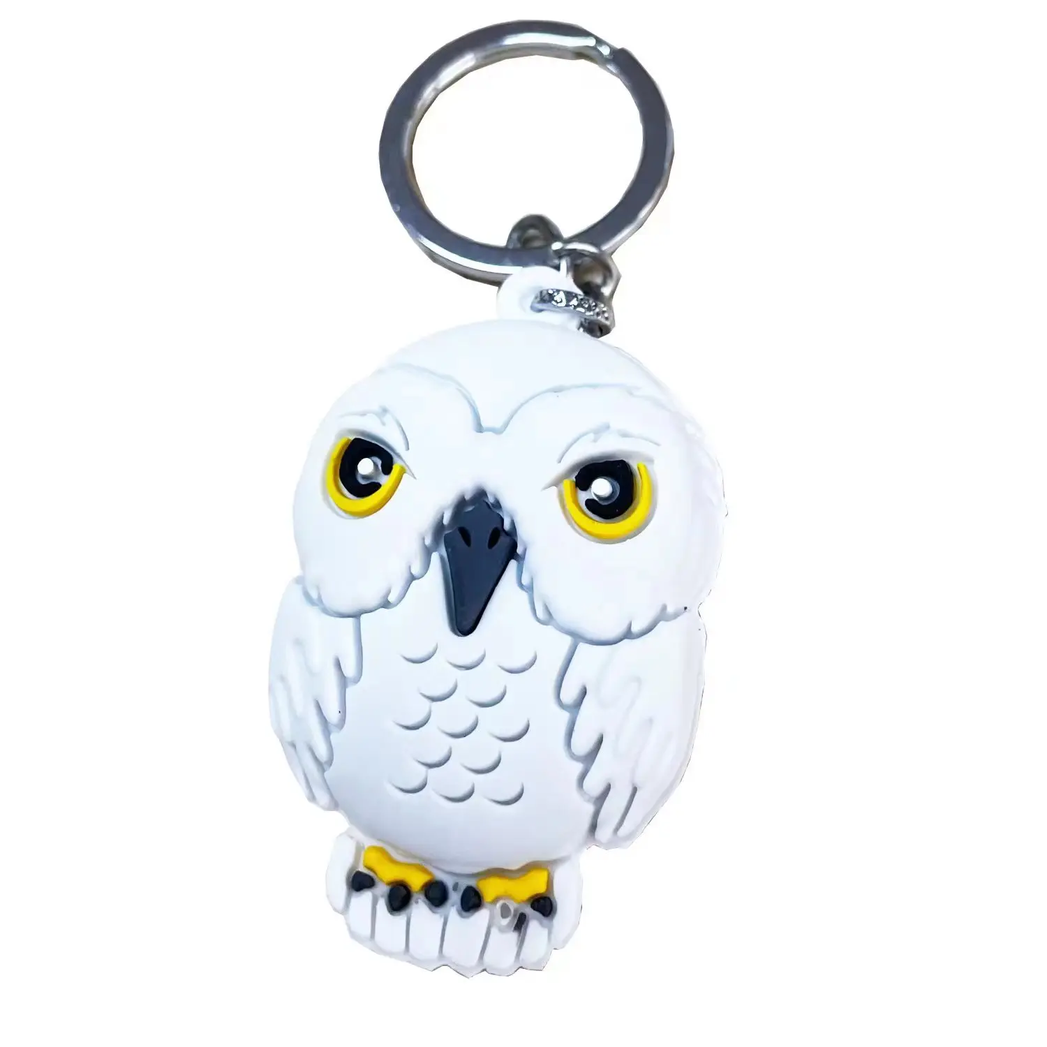 Film and TV Silicone Cartoon Harry pot Plastic  Metal Ring Bulk Characters Magic Boy Q Version Soft Rubber Owl Key Chain