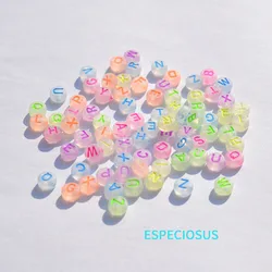 Luoshan wholesale DIY Jewelry Accessories Bracelet Necklace Beaded Material 7MM Flat Acrylic Beads Fluorescent Letter Beads