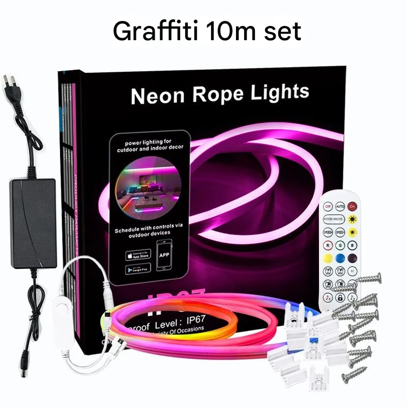 Spot goods tuya wifi silicone flexible colorful neon light waterproof IP65 running water atmosphere light strip