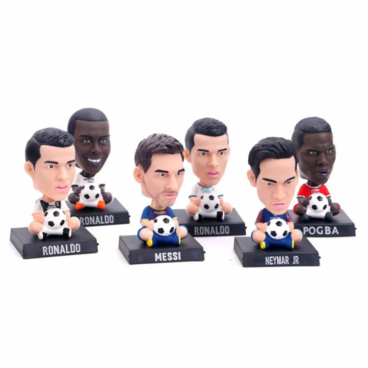 Wholesale High Quality Q Version Cristiano Ronaldo Neymar Beckham Messi Shake His Head Dolls Soccer Football Toy Action Figures