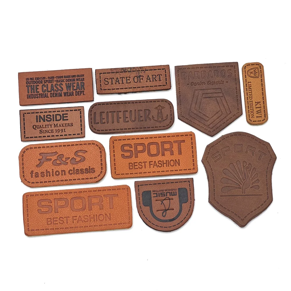 Garment clothing clothes denim faux patch custom logo jeans leather label pu leather tag for clothes bags jeans