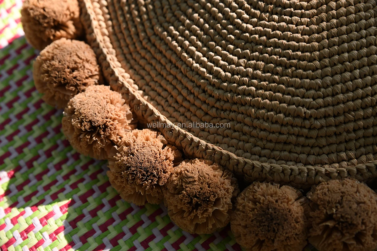 ISPIE Rayon Raffia Pom Pom Bow eco-friendly 3.5CM