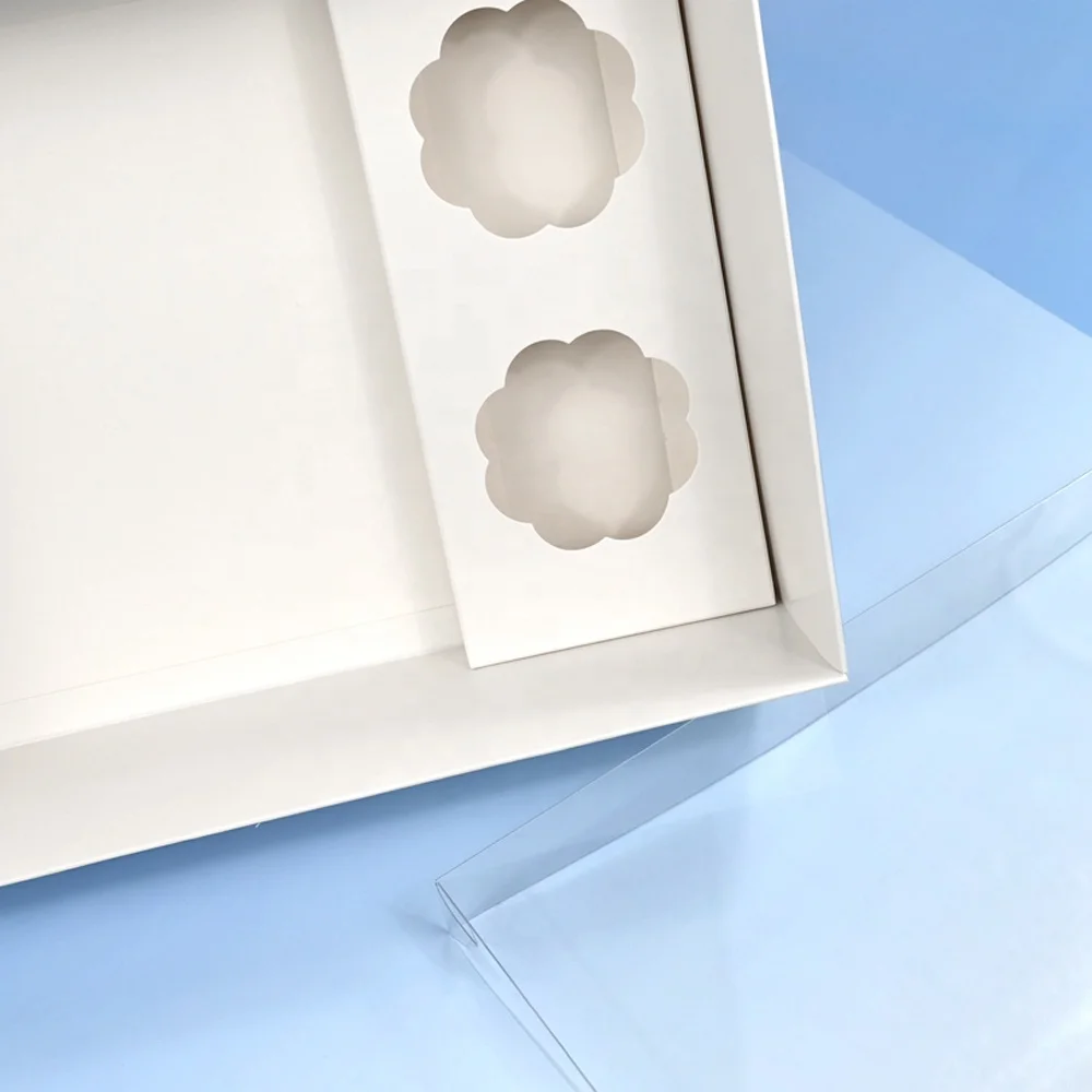 XJH 2 Cavities Cupcake Box Cookie Brownie Boxes with Clear Lid Dessert Shooter Box for Birthday Party Wedding