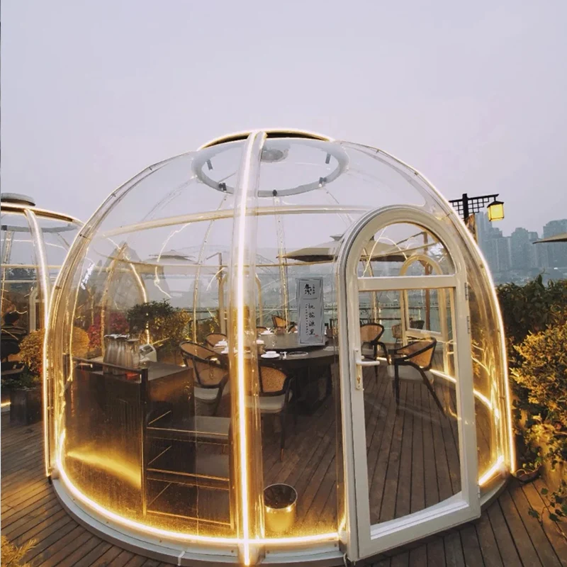 New popular waterproof prefabricated PC demes glamping dome house for japan hotel inn