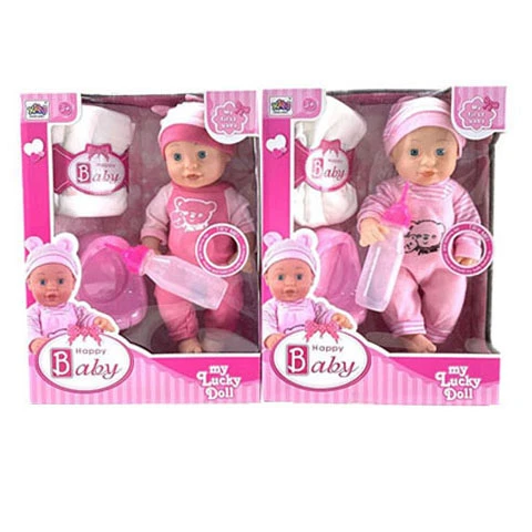 Child Puzzle Funny Play House Pretend Toys Baby 14 Inch Vinyl Doll Toy With Urinal Bottle Toys For Kids