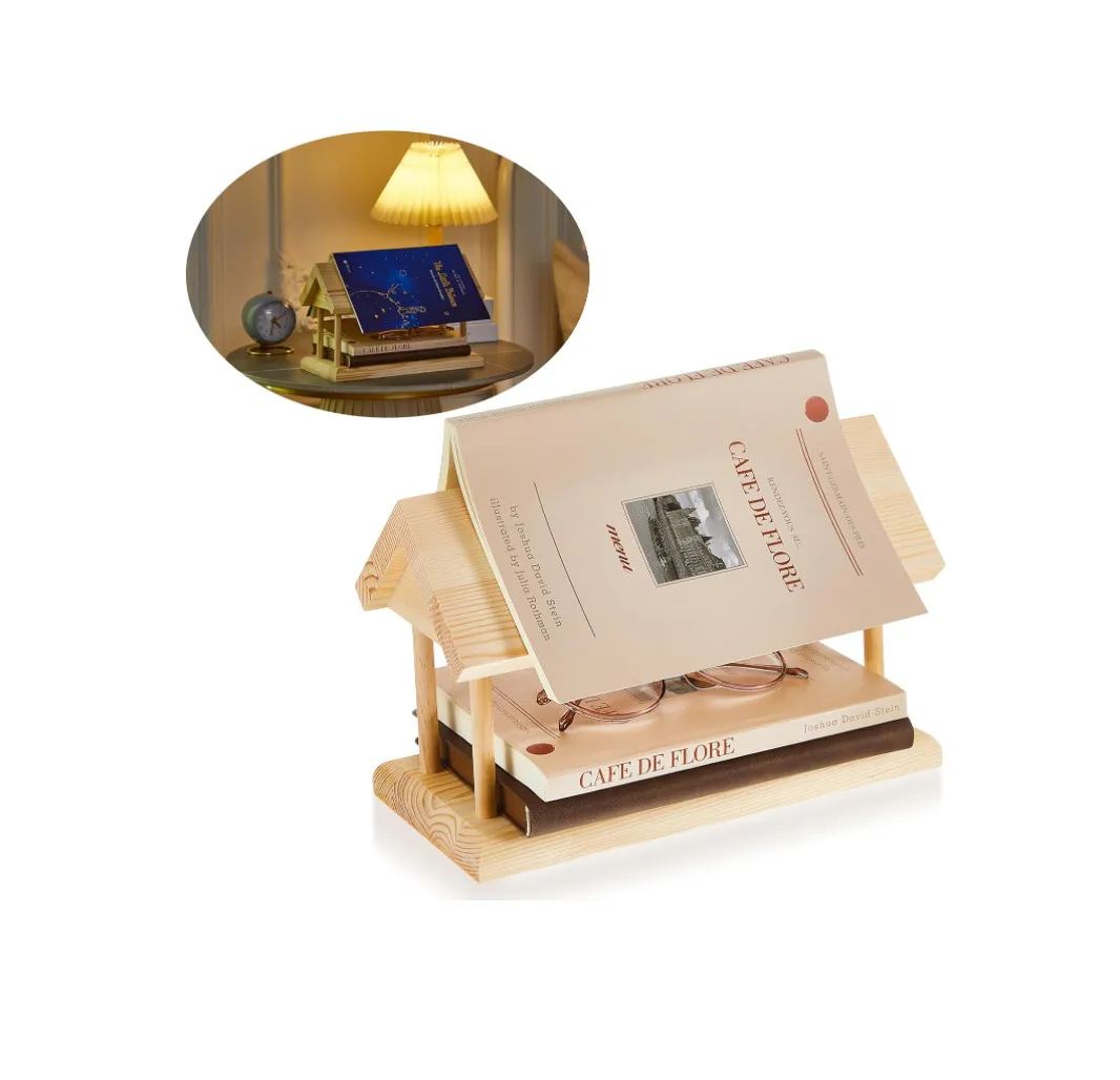 Stylish Wooden Book Stand Holder Reading Valet Bedroom Office Reading Rest Accessories Wood Book Holder