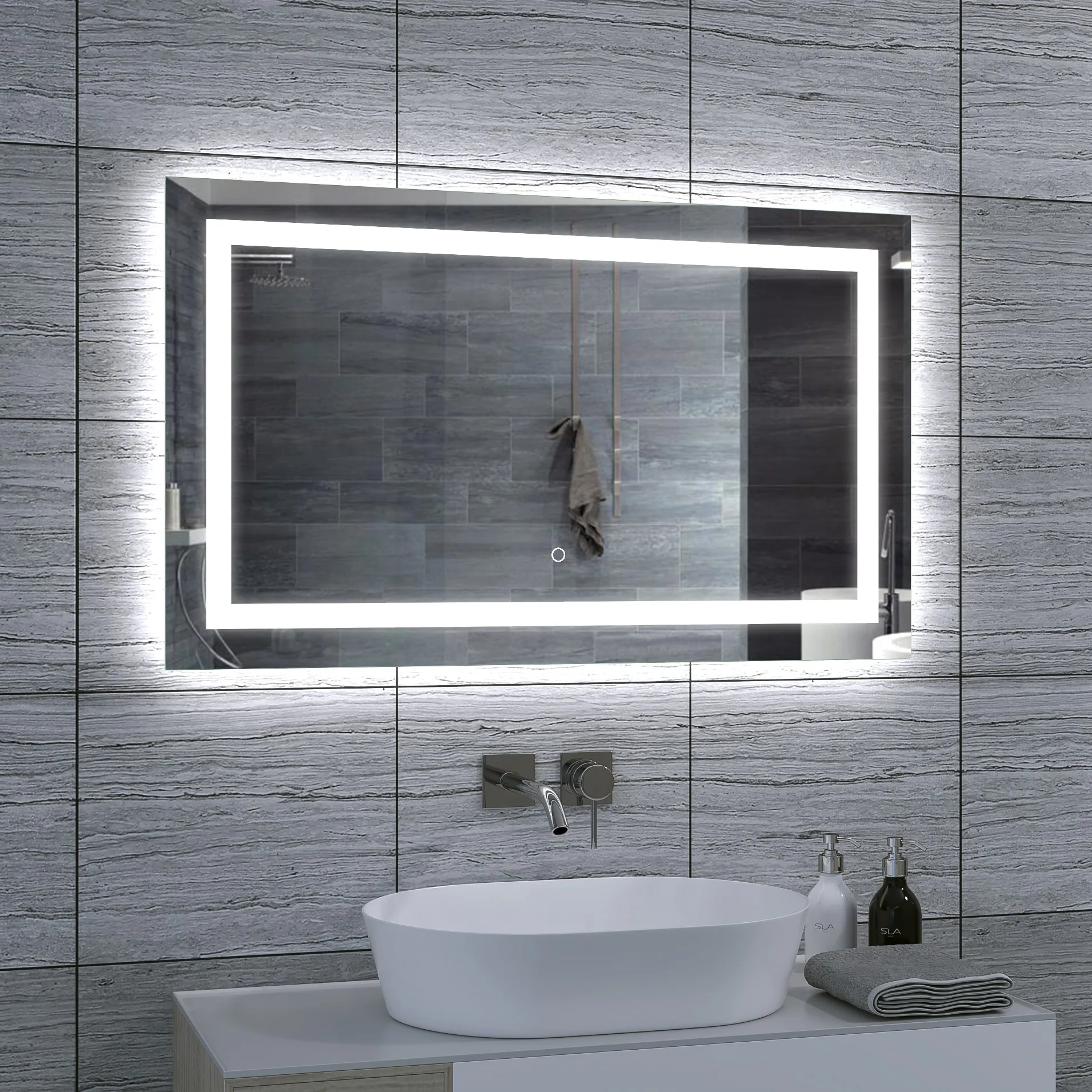 Wholesale modern bath custom wall led makeup mirror vanity smart mirror with light for bathroom