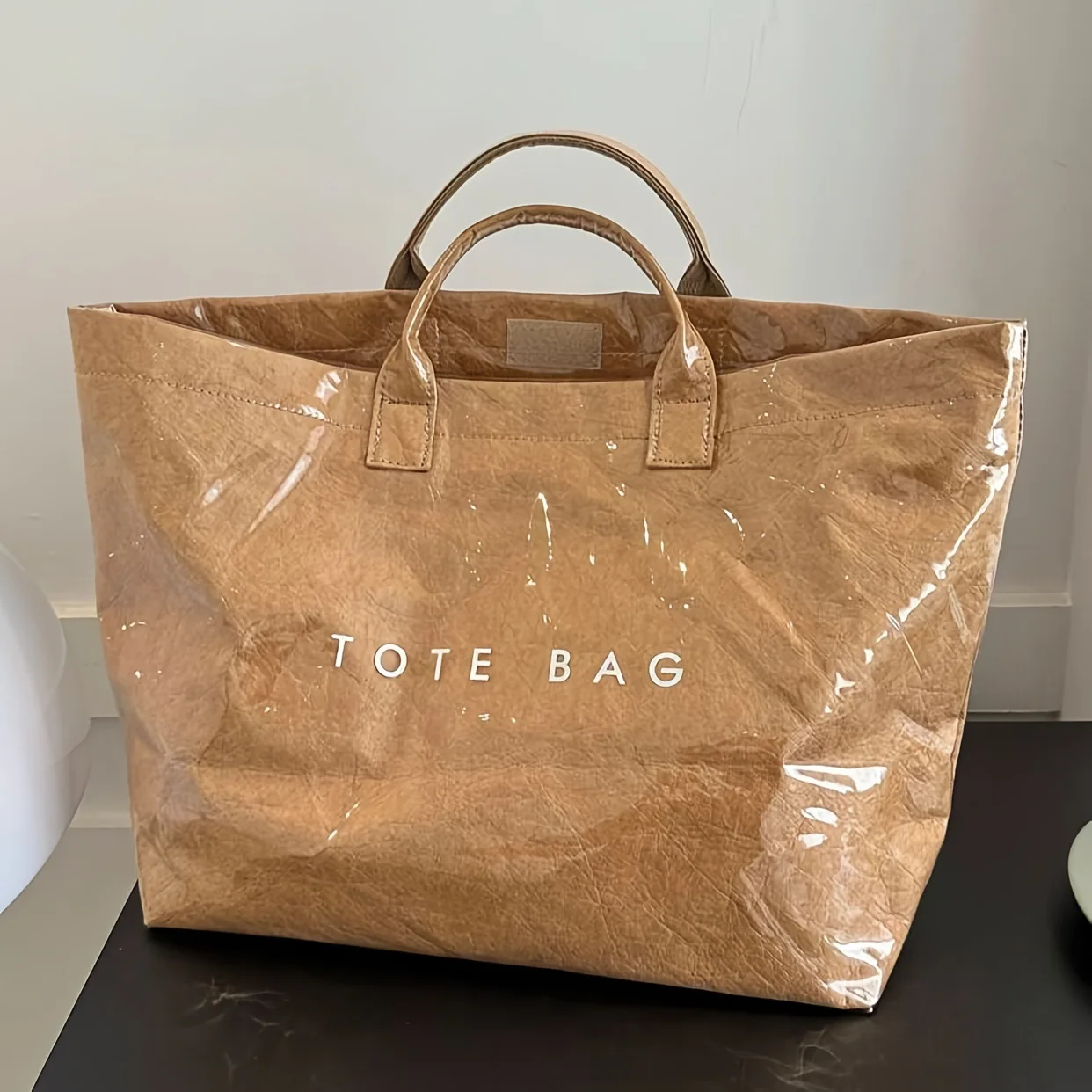 Custom Logo Fashion Washable Tyvek Kraft Paper Shopping Tote Bags With Handles