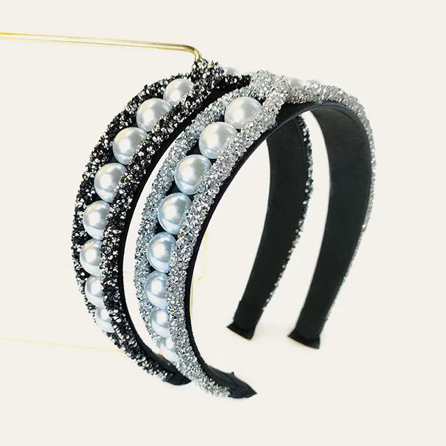 Wholesale Pearl Diamond Strip Cross Twisted Hair Band Lady Hair Accessories