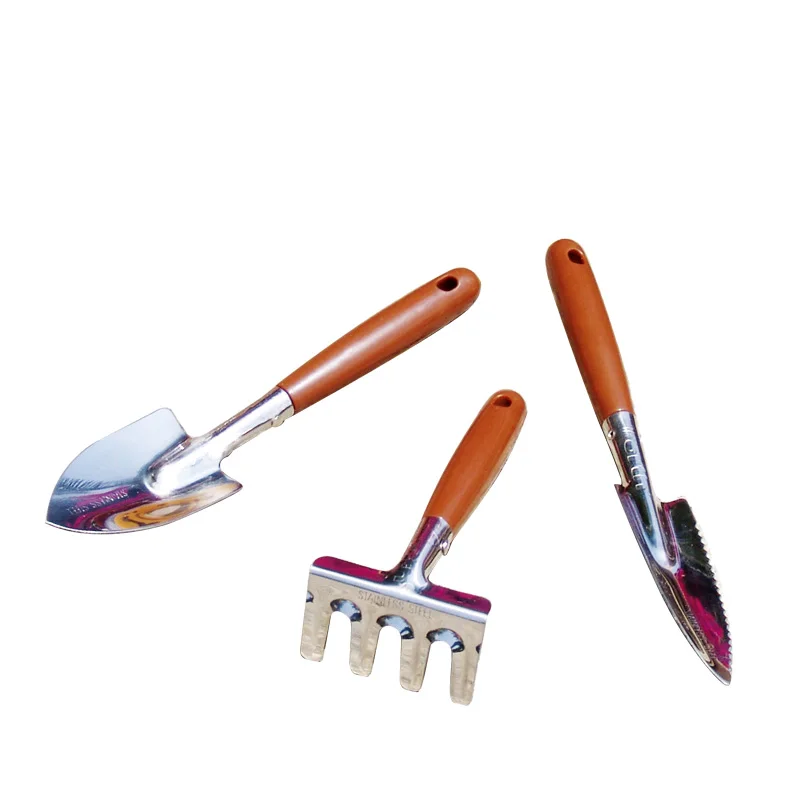 3 pieces Gardening Mini Plastic Rake Trowel Transplanter Garden Hand Tools Kit Set