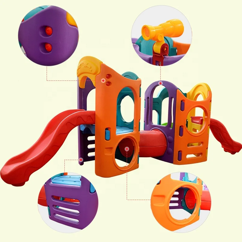 Colorful tunnel and slide combination children indoor small amusement slide