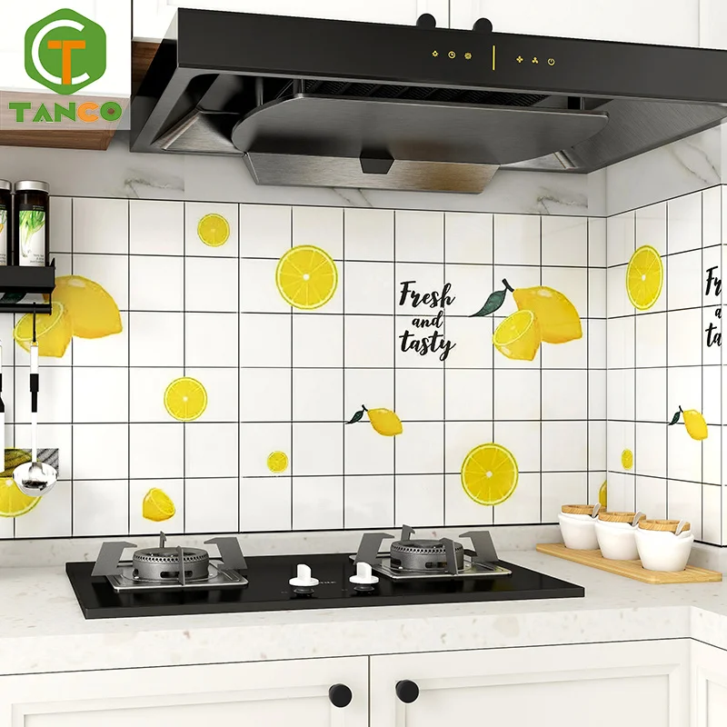 60cm width peel & stick wallpaper oil-proof kitchen tile sticker self-adhesive wall paper for kitchen decor