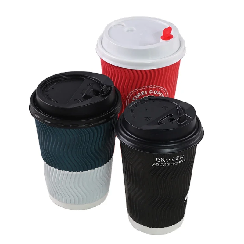 Hot Coffee Paper Cup Black Disposable Double Wall Gold Foil Stamping Custom Logo All 4oz 8oz 12oz Craft Gsm Style Time Packaging