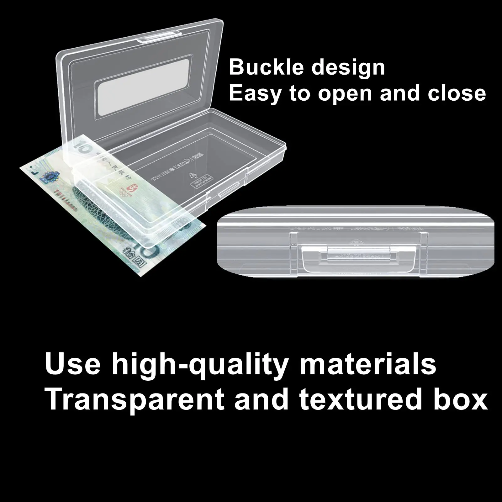 Paper Money Holders with Plastic Storage Case Clear Thicken Paper Money Currency Collection Boxes Dollar Bill Holders