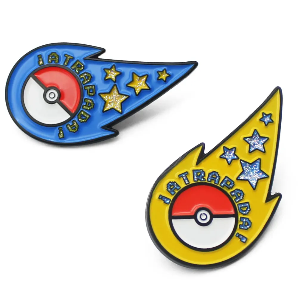 Factory Custom Metal Crafts Wholesale Anime Logo Glitter Pins Badge Metal Lapel Soft Hard Enamel Pins