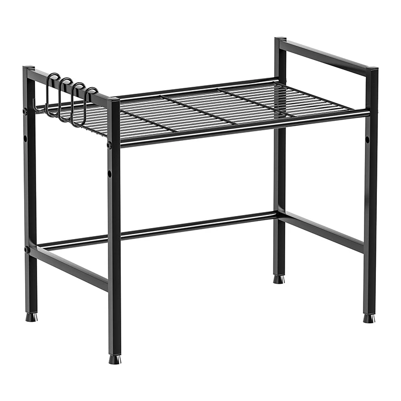 Carbon steel microwave height-adjustable oven storage rack with hook