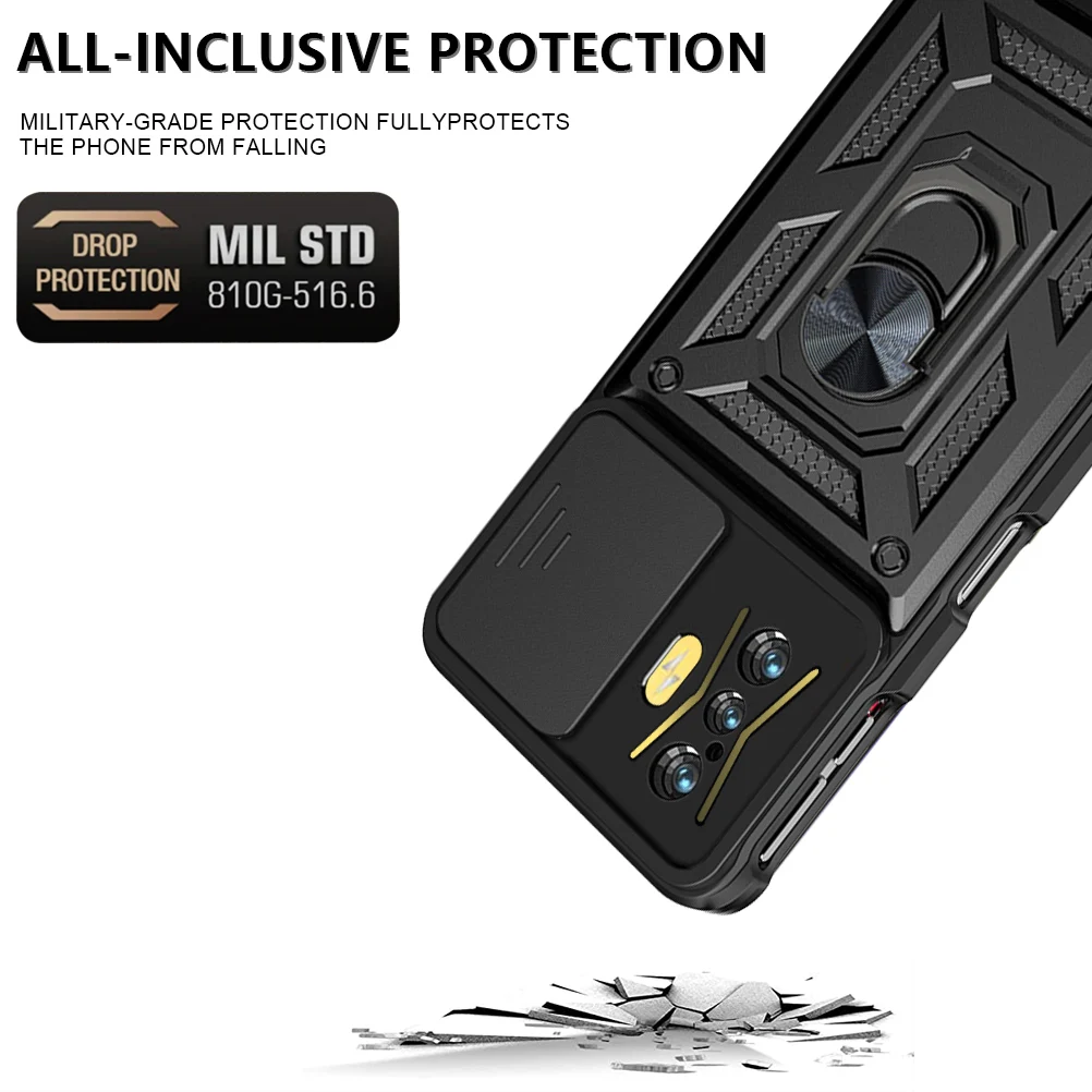 Hybrid Armor for Xiaomi Poco Phone Case Camera Protection Case for Poco F4 GT F3 GT X3 NFC X4 Pro 5G M4 Pro M3 Ring Stand Cases