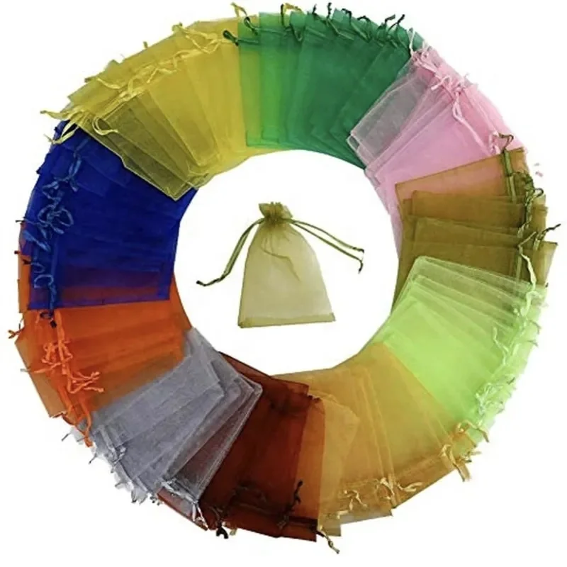 Mesh Laundry Nylon Drawstring Gift Bag Jewelry Organza Ribbon Drawstring Mesh Bags Free Sample Promotion Gauze Wholesale Price