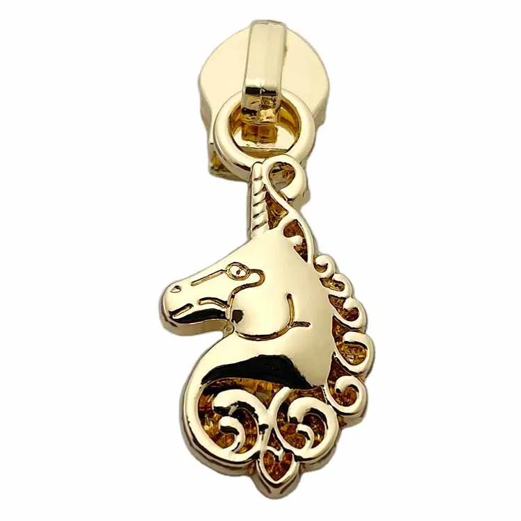 Trade assurance gold silver gun 5# nylon slider stocking metal zipper pulls for handbag / clothes