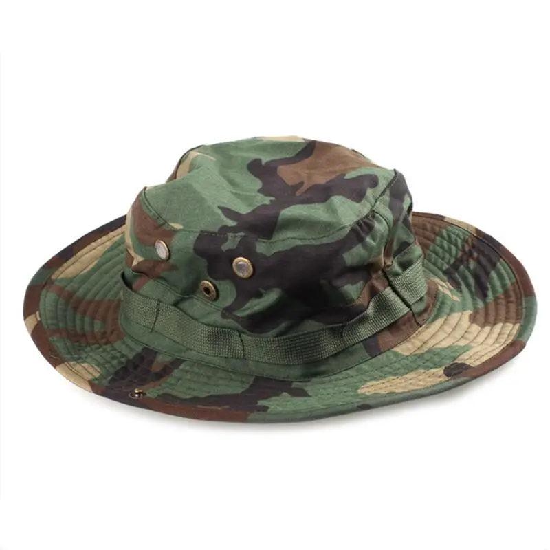Military Boonie Hat Tactical Camo Bucket Wide Brim Sun Hiking Booney Cap