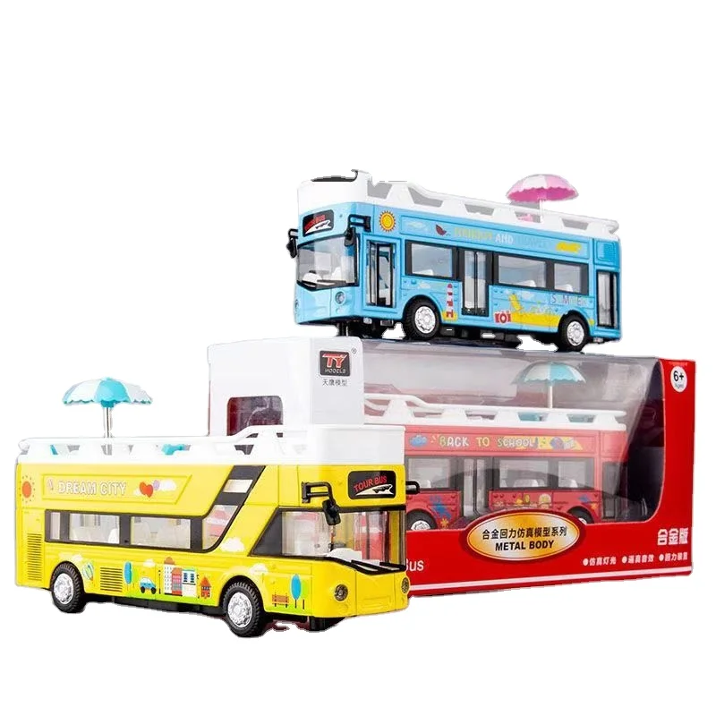 Wholesale Hot Selling Souvenirs Set Alloy London Sightseeing Car Pull Back School Bus Friction Car Toy For Kids
