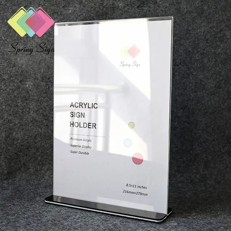 8.5 x 11 a4 a5 clear magnetic t shape acrylic display sign holder stand slant for menu