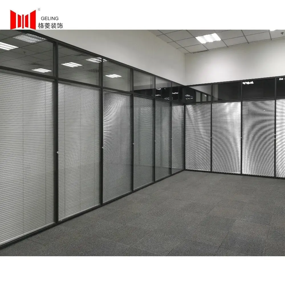 Classical double glass aluminum sound proof modular cheap price fixed detachable office partition wall