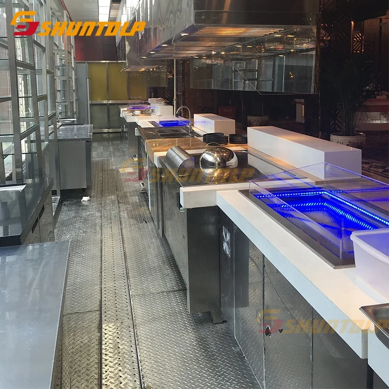 Luxury Commercial Refrigerated cabinet  Salad Showcase salad bar refrigerator modern hotel sushi buffet counter equipment design