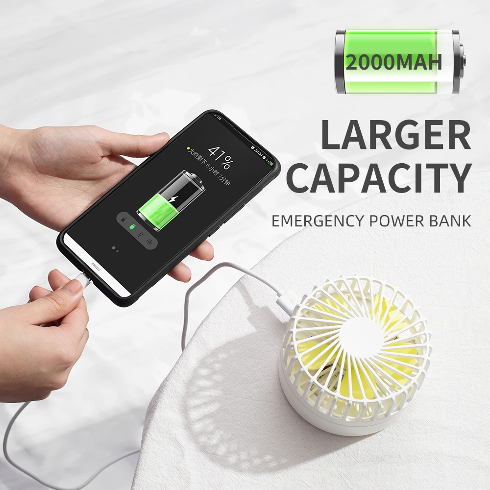 2024 New Folding Portable Desk Rechargeable Table Fans 2000mAh Emergency Power Bank Foldable Table Fan Mini Foldable Fan