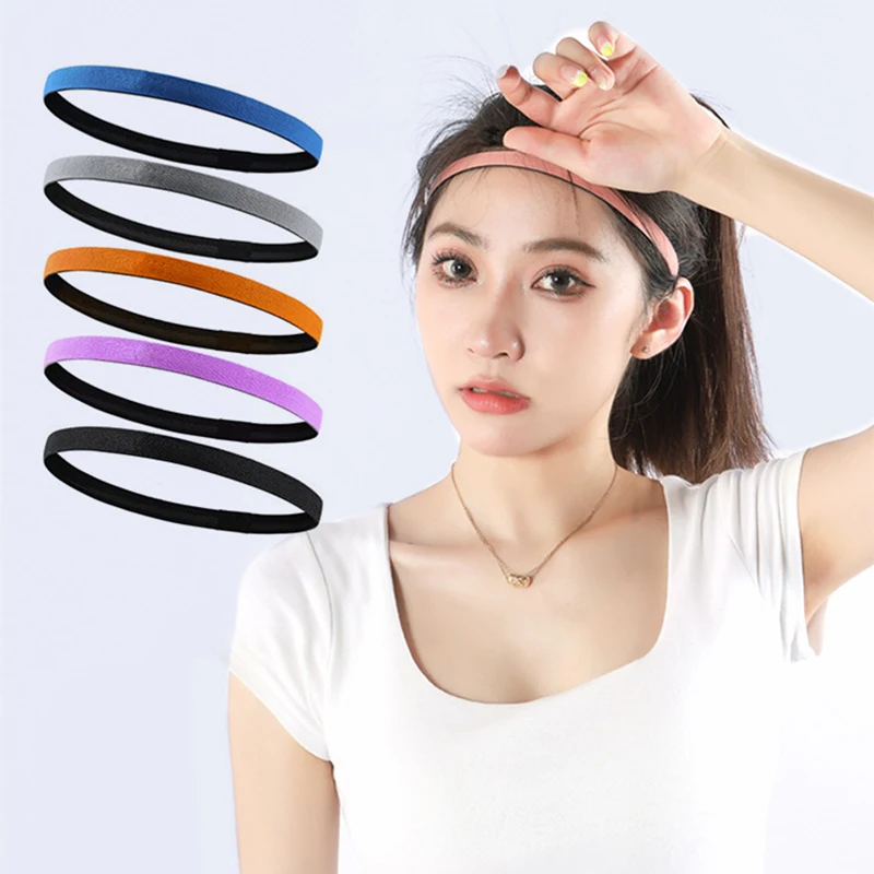 Men Women Sports Headbands Football Running Yoga Sweat-Absorbent Non-Slip Hairband Elastic Custom Silicone Sweatband Headband