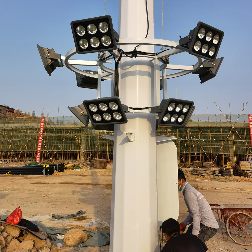 Factory priceCan be raised and lowe Q235 hot-dip galvanized 15m 18m 20m waterproof lightning protection stadium  high mast light