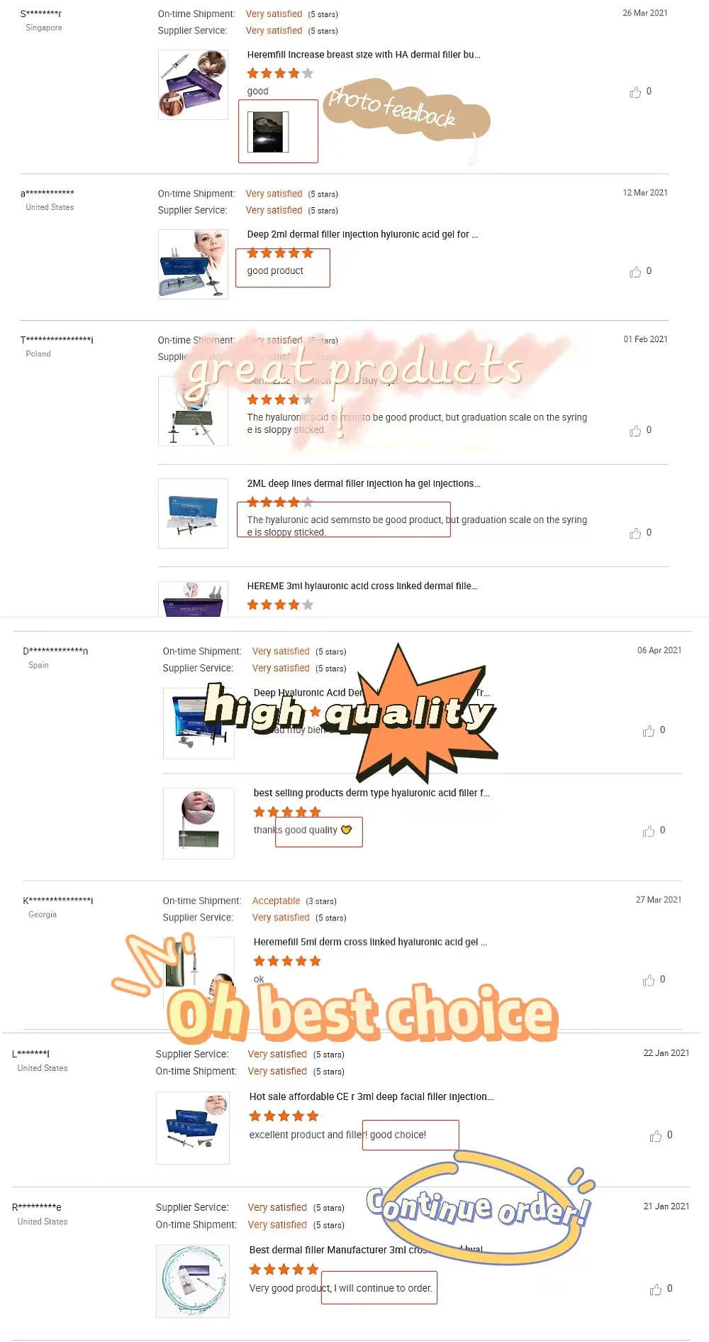 Wholesales Price 24mg/ML Ha Dermal Filler Injection Cross Linked Hyaluronic Acid Korea Dermal Filler